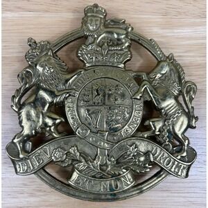 VTG Solid Brass Virginia Metalcrafters Kings Arms Trivet 1953 Lion Unicorn MCM